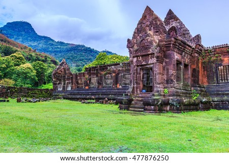 Vat Phou or Wat Phu is the UNESCO world heritage site in Champasak, Southern Laos, Wat Phou Hindu temple in the Khmer Empire located in the capital of the Champasak Laos