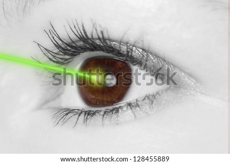 Eye with laser beam
