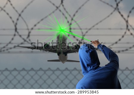 A Starting Airplane blinded with a Laser pointer