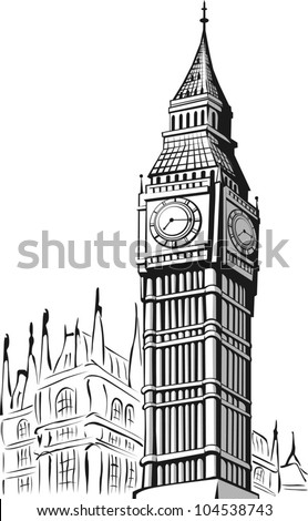 Big Ben and London Eye Clip Art