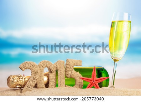 Champagne and New year sign