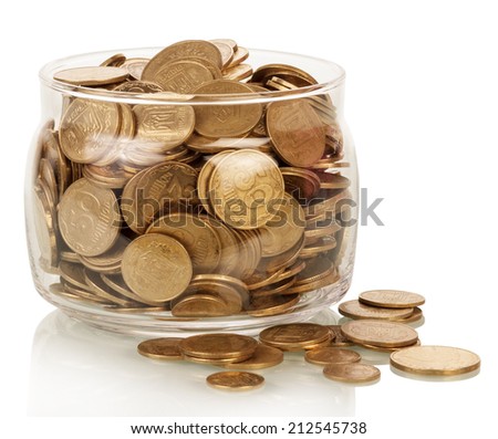 The financial reserves, money in jar isolated on white