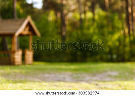 Wonderful, wooden gazebo in the woods intended for outdoor recreation. Wonderful nature, forest, trees.