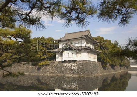 An government castle surrounded by a mote in Tokyo