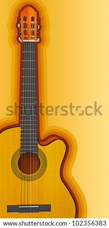 Classical acoustic guitar. 3d render