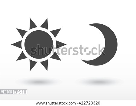 Sun and moon flat icon. Sign sun and moon. Vector logo for web design, mobile and infographics. Vector illustration eps10. Isolated on white background.