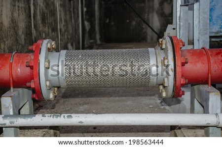 red pipe in energy system of factory