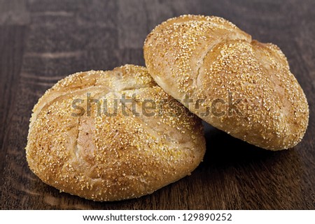 Italian corn bread - Close up shot of Italian corn bread. Studio shot photographed on wooden table.
