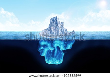 Iceberg under water and above water