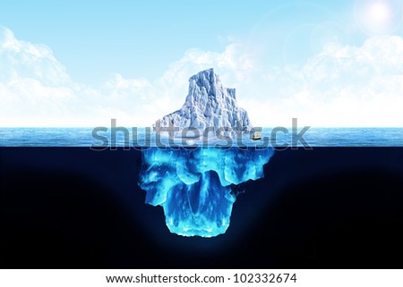 Iceberg under water and above water