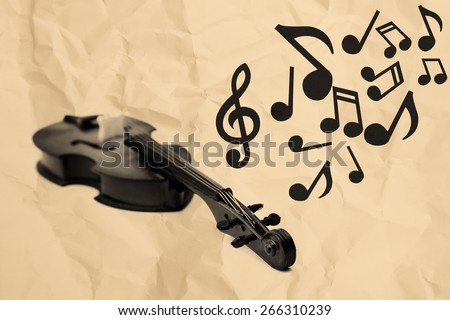 Black Violoncello with note on the old paper