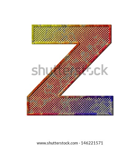 letter Z, Eroded metal letters with paint