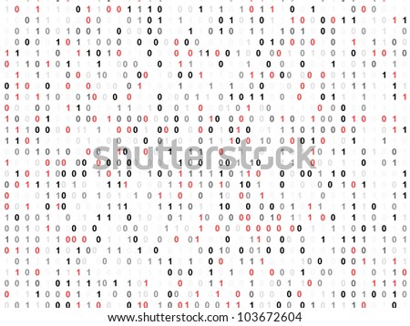 Binary code screen with red cypher