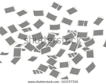 Flying paper page in air, on white background