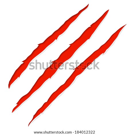Red bloody claw deep scratches vector illustration Red bloody claw deep scratches vector illustration