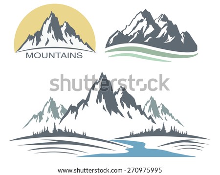 Abstract high mountain icon set