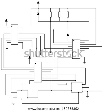 Electronic Black And White Diagram - Technical Schematic Seamless