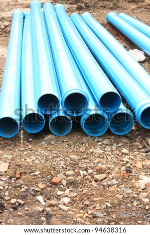 Horizontal Blue Plumbing Pipes