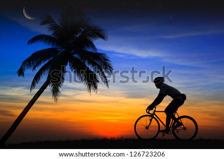 Silhouette Mountain bike rider
