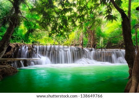 Thailand Waterfall In Kanjanaburi (Huay Mae Kamin)