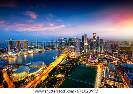 Singapore city skyline, Singapore\'s business district, Singapore