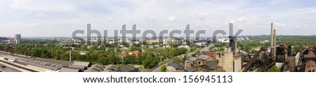 Panorama of VaÂ­tkovice Iron and Steel Works and Ostrava city, Czech Republic. It is Industrial Heritage Site and unique example of industrial architecture from the 1st half of 19th century