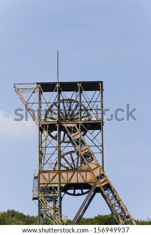 Abandoned coal mine and its coal mine tower in Ostrava, Czech republic, called Landek and which now serves as a museum.