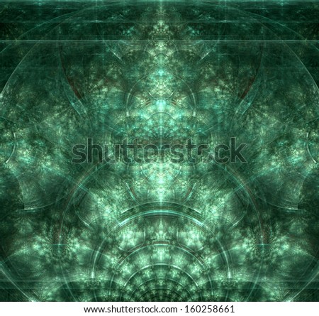Abstract fractal green background with a green abstract crown