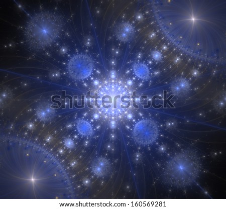 Abstract fractal dark blue shining background