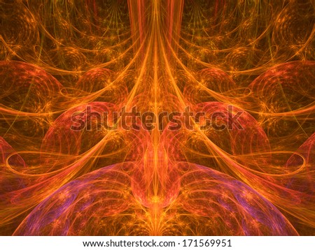 Abstract fire pillar fractal background with a detailed dome-like pattern