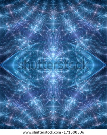 Abstract high resolution fractal background with a detailed diamond shaped pattern in blue color