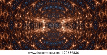 Abstract high resolution fractal background with a detailed pattern on it in bronze and blue colors