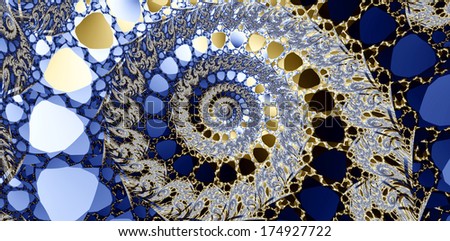 Abstract snail like spiraling background in high resolution and blue and yellow colors