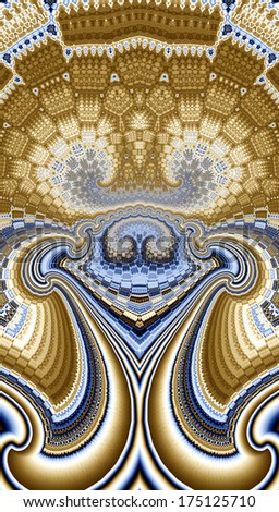 Abstract fractal smiling face high resolution background in blue and brown and yellow colors