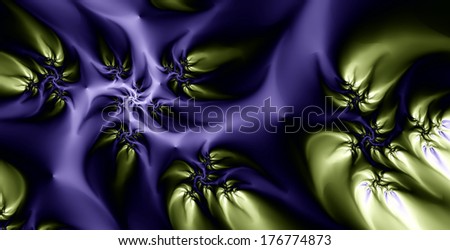 Abstract high resolution colorful background with a detailed spiral flower-like pattern in purple and green and black colors