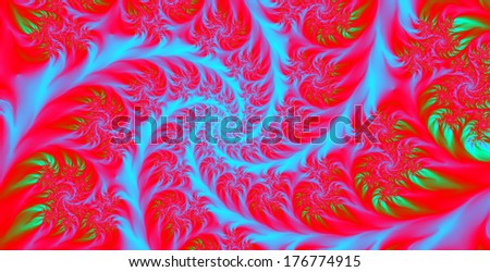 Abstract high resolution colorful background with a detailed spiral flower-like pattern in red and blue colors