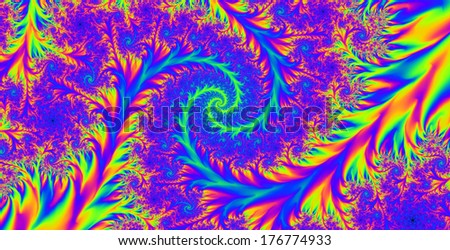 Abstract high resolution colorful background with a detailed spiral flower-like pattern in pink and blue and yellow colors