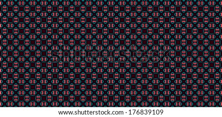 Abstract fractal background in high resolution with a detailed simple geometric oval pattern and interconnected crosses in red and cyan colors