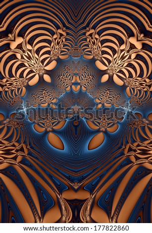 Abstract high resolution fractal background with a bronze and blue pattern