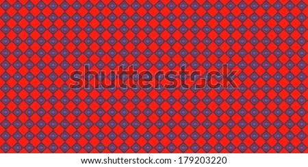 Red and blue abstract fractal background in high resolution with a detailed simple geometric pattern consisting of a grid of squares with circles within.