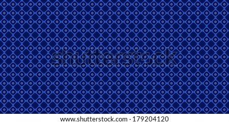 Dark blue abstract fractal background in high resolution with a detailed simple geometric pattern consisting of a grid of squares in between of circles which have dots inside.