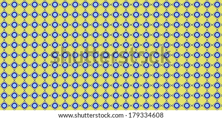 Yellow and blue abstract fractal background in high resolution with a detailed simple geometric pattern consisting of a grid of interconnected squares and circles