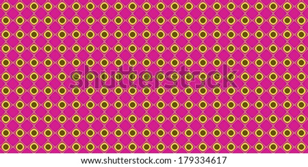 Pink and yellow abstract fractal background in high resolution with a detailed simple geometric pattern consisting of a grid of interconnected squares and circles
