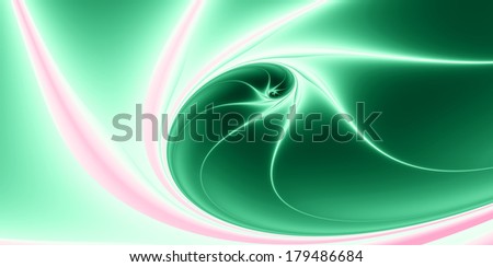 Abstract fractal twisted spiral background in high resolution in green color
