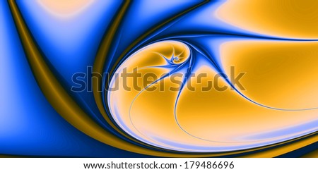 Abstract fractal twisted spiral background in high resolution in light blue and yellow colors