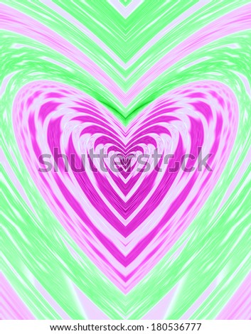 Abstract fractal heart background in high resolution in light green and pink