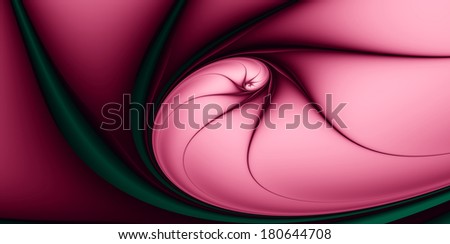 Abstract fractal twisted spiral background in high resolution in dark green, red and black colors