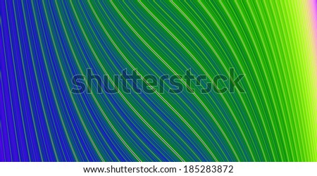 Abstract background with a detailed twisted wavy pattern spiraling around its central axis in high resolution in purple, cyan, green and yellow colors