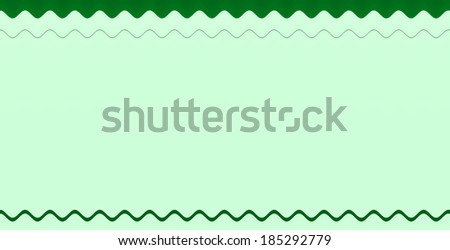 Simple light green background with a detailed dark green wavy pattern at the top and bottom