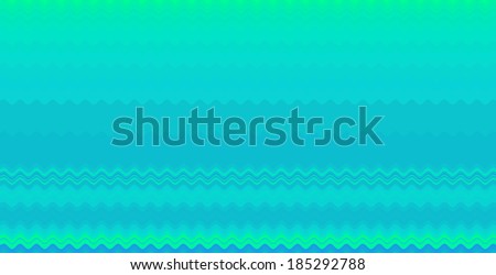 Simple cyan background with a detailed green wavy pattern at the top and bottom